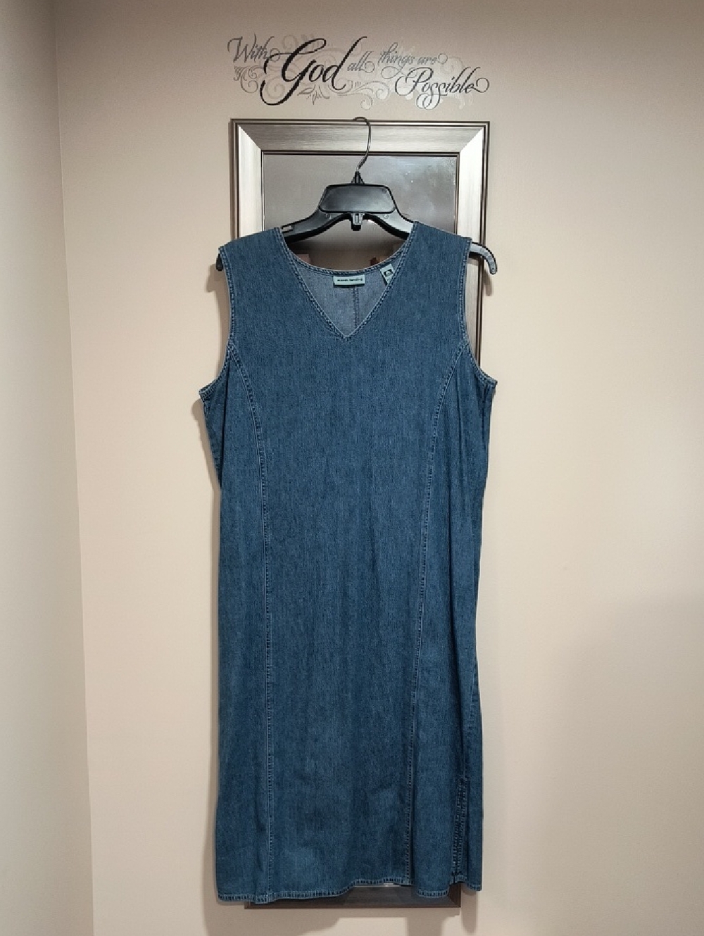 Marsh Landing Sleeveless V-Neck Denim Midi Dress - Blue